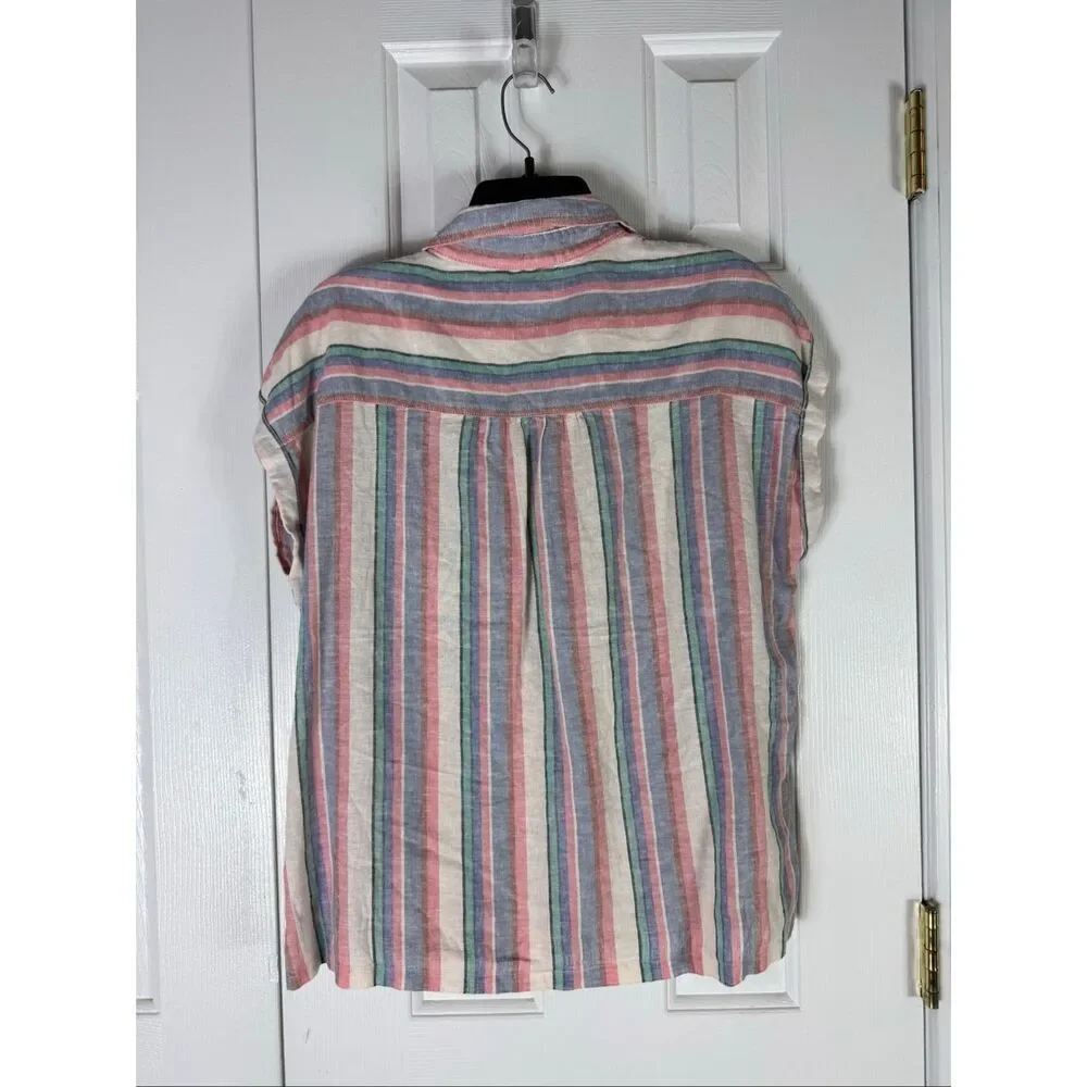 Orvis Womens Linen Button Up Shirt Size Small